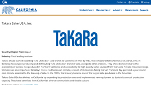 Takara Sake USA, Inc. - California Governor's Office of Business and ... - takara sake usa inc.
