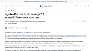 A job offer via text message? A scam if there ever was one. - zagat services usa