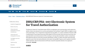 DHS/CBP/PIA-007 Electronic System for Travel Authorization - electronic system for travel authorisation esta usa
