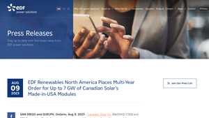 Join Our Press List - EDF Renewables North America - canadian solar usa