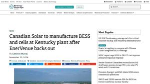 Canadian Solar to build BESS, cells at former EnerVenue plant in ... - canadian solar usa
