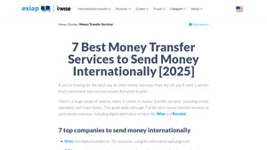 7 Best Money Transfer Services to Send Money Internationally [2025] - Exiap - online money transfer services in usa
