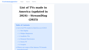 List of TVs made in America (updated in 2024) - StreamDiag (2025) - tv made in usa