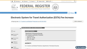 Electronic System for Travel Authorization (ESTA) Fee Increase - electronic system for travel authorisation esta usa