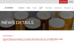 Darden Restaurants Agrees To Acquire Yard House USA, Inc. For $585 ... - yard house usa inc