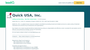 QUICK USA, Inc. Company Overview, Contact Details & Competitors | LeadIQ - quick usa inc