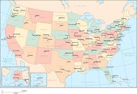 Multi Color USA Map with Major Cities - Map Resources - usa map with important cities