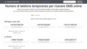 Numero di telefono temporaneo per ricevere SMS online - online-sim.pro - fake mobile phone number usa