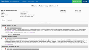 Mulumba v. Partners Group (USA) Inc. et al - pacermonitor.com - partners group usa inc