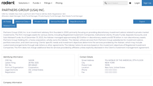 PARTNERS GROUP (USA) INC. | Form ADV - Radient - partners group usa inc