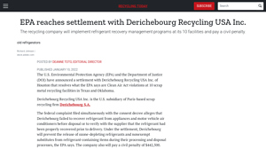 EPA reaches settlement with Derichebourg Recycling USA Inc. - derichebourg recycling usa inc