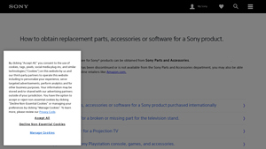 How to obtain replacement parts, accessories or software for a Sony ... - sony fl201 1 517 141 11 replacement parts usa