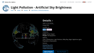 Light Pollution - Artificial Sky Brightness - Science On a Sphere - light pollution map usa