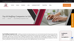 List of Top 10 Staffing Companies in the USA - TeamPlus Staffing Solution - staffing company in usa