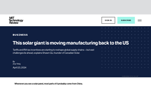 This solar giant is moving manufacturing back to the US - canadian solar usa