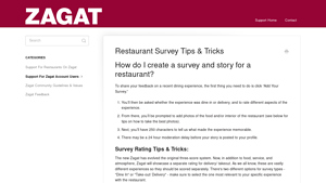 Restaurant Survey Tips & Tricks - Zagat Knowledge Base - zagat services usa