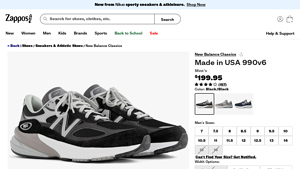 Men's New Balance Classics Made in USA 990v6 | Zappos.com - running shoes made in usa