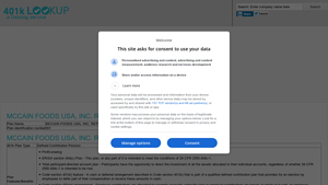 401k Plan data: MCCAIN FOODS USA, INC. RETIREMENT PLAN plan - mccain foods usa inc