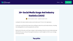30+ Social Media Usage And Industry Statistics (2025) - Adam Connell - social media usage by platform