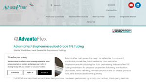 AdvantaFlex® High Purity Biopharmaceutical Grade TPE Tubing - medical grade tubing 3/8 od made in the usa