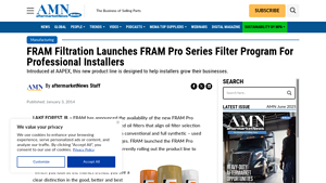 FRAM Filtration Launches FRAM Pro Series Filter Program For ... - fram brand in usa