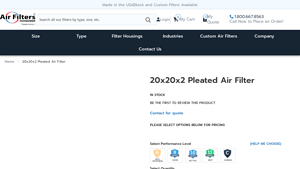 20x20x2 Pleated Air Filters for AC & Furnace - usa commercial pleated air filters manufacturer