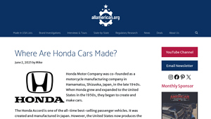 Where Are Honda Cars Made? - AllAmerican.org - are hondas made in the usa