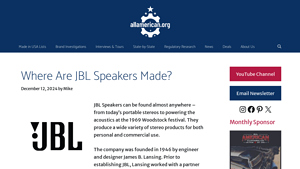 Where Are JBL Speakers Made? - AllAmerican.org - speakers made in usa