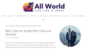 Best Cities for Single Men (USA and Abroad) - AllWorld.com - best solo vacations for guys usa