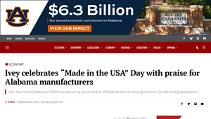 Ivey celebrates “Made in the USA” Day with praise for Alabama ... - manufacturers usa