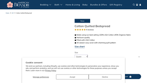 Cotton Quilted Bedspread - Made in USA - American Blossom Linens - quilts made in usa