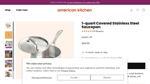 1 Quart Sauce pan - Made in the USA - American Kitchen - saucepan made in usa