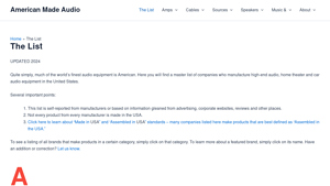 The List - American Made Audio - speakers made in usa