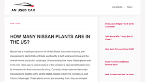 How Many Nissan Plants Are In The US? [2025] - anusedcar.com - nissan manufacturing plants in usa