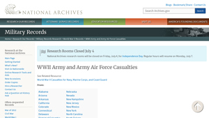 WWII Army and Army Air Force Casualties | National Archives - kia company usa