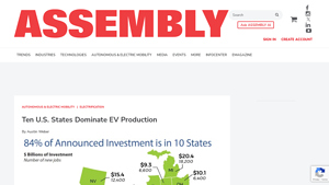 Ten U.S. States Dominate EV Production - Assembly Magazine - ev manufacturers usa