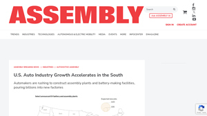 U.S. Auto Industry Growth Accelerates in the South | ASSEMBLY - car plants in usa