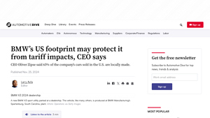 BMW's US footprint may protect it from tariff impacts, CEO says - bmw manufacturing usa