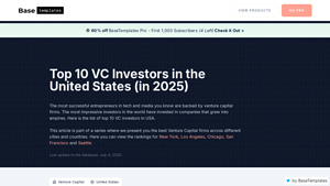 Top 10 VC Investors in the United States (in 2025) - BaseTemplates - venture capital companies in usa