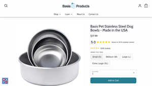 Stainless Steel Dog Bowls | Made in USA | Basis Products - dog food made in usa