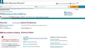 PROformance Vend USA Inc - Better Business Bureau - proformance vend usa