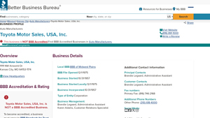 Toyota Motor Sales, USA, Inc. - Better Business Bureau - toyota motor sales usa inc
