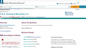 U.S.A. Hauling & Recycling, Inc. - Better Business Bureau - usa hauling & recycling inc