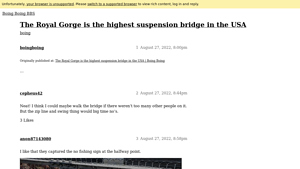 The Royal Gorge is the highest suspension bridge in the USA - boing - tallest bridge usa
