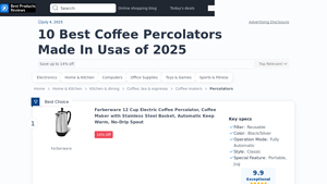 Our 10 Best Coffee Percolators Made In Usa - 2025's Top Winners - coffee percolator made in usa