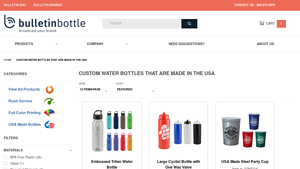 Custom Water Bottles that are Made in the USA - Bulletin Bottle - glass water bottle made in usa