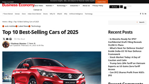 Top 10 Best-Selling Cars of 2025 - businesseconomy.com - best selling vehicles in usa