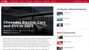 Cheapest Electric Cars and EVs in 2025 - Car Talk - cheap electric cars usa