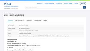 SINGH v. SOUTHLAND STONE - vLex Case Law - southland stone usa north hollywood ca