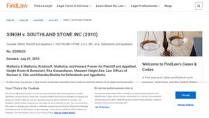 SINGH v. SOUTHLAND STONE INC (2010) - FindLaw Caselaw - southland stone usa north hollywood ca